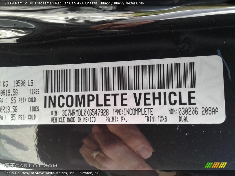 Black / Black/Diesel Gray 2019 Ram 5500 Tradesman Regular Cab 4x4 Chassis
