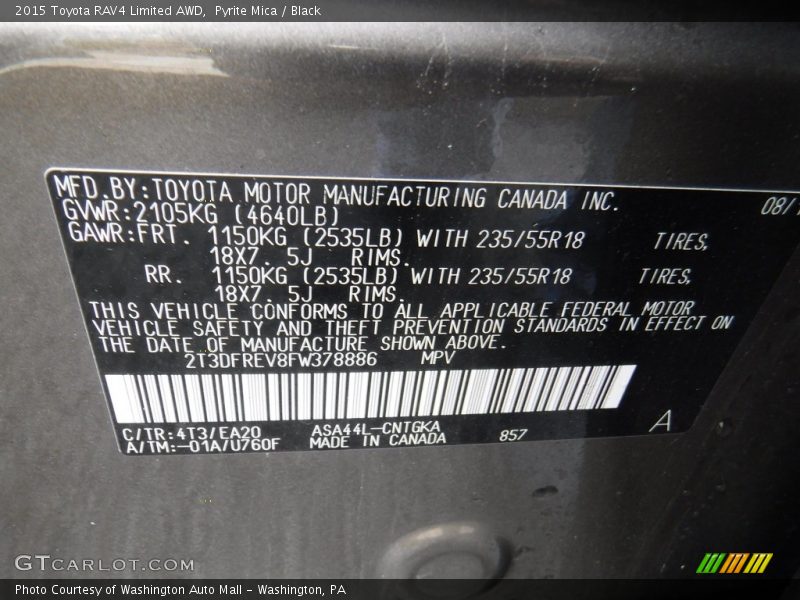 Pyrite Mica / Black 2015 Toyota RAV4 Limited AWD