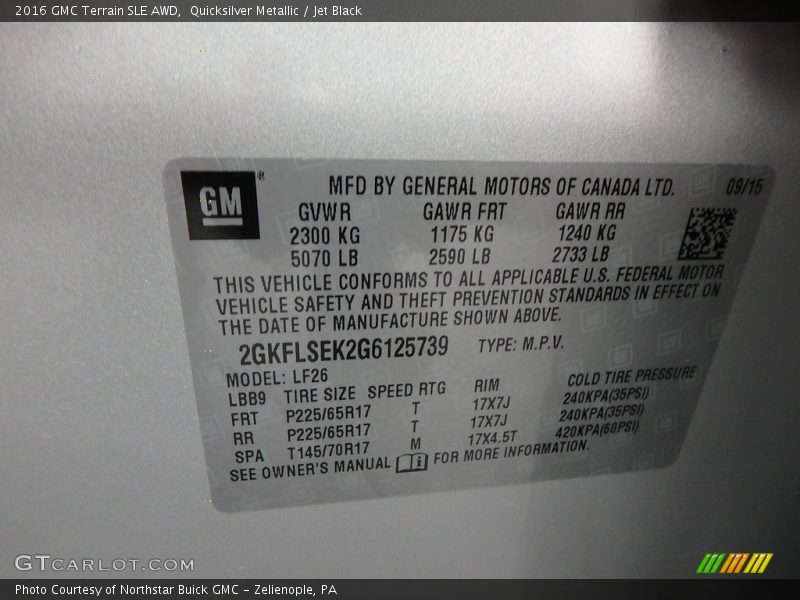 Quicksilver Metallic / Jet Black 2016 GMC Terrain SLE AWD
