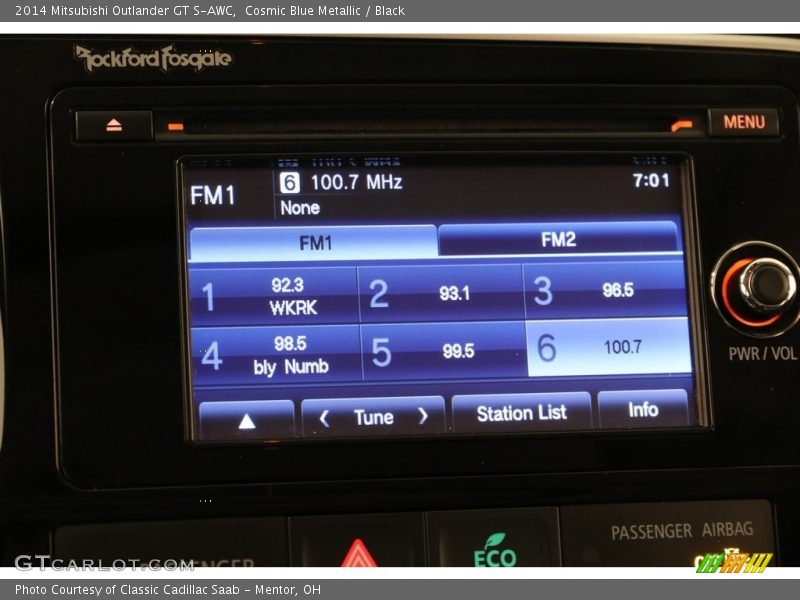 Cosmic Blue Metallic / Black 2014 Mitsubishi Outlander GT S-AWC