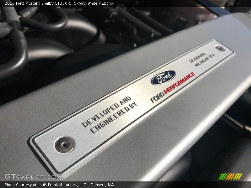 Info Tag of 2016 Mustang Shelby GT350R