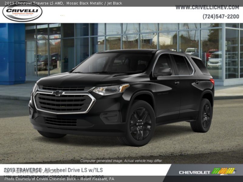 Mosaic Black Metallic / Jet Black 2019 Chevrolet Traverse LS AWD