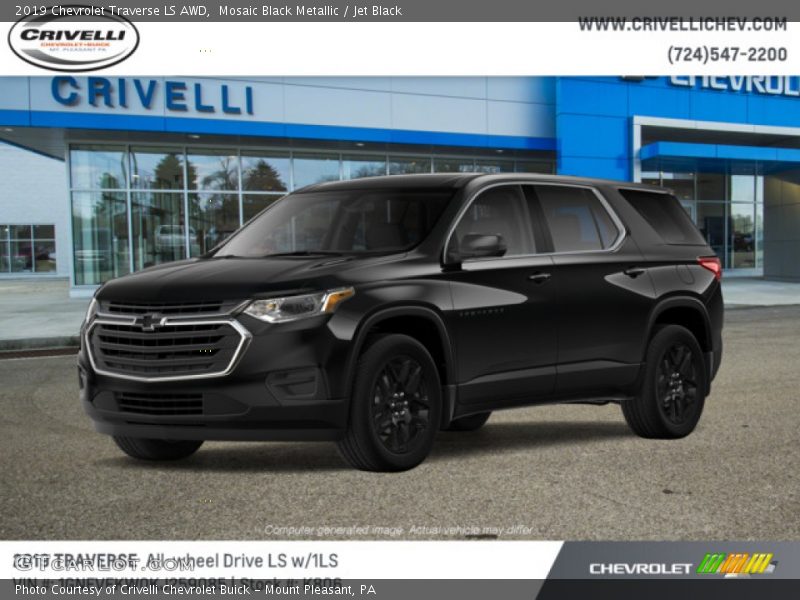 Mosaic Black Metallic / Jet Black 2019 Chevrolet Traverse LS AWD