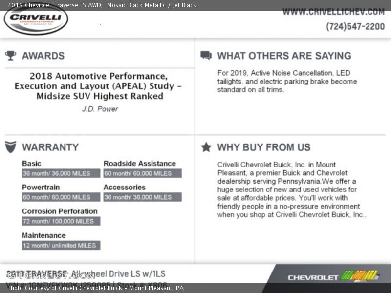 Mosaic Black Metallic / Jet Black 2019 Chevrolet Traverse LS AWD