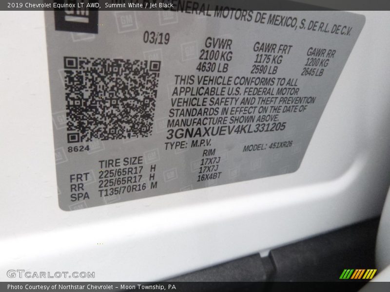 Summit White / Jet Black 2019 Chevrolet Equinox LT AWD