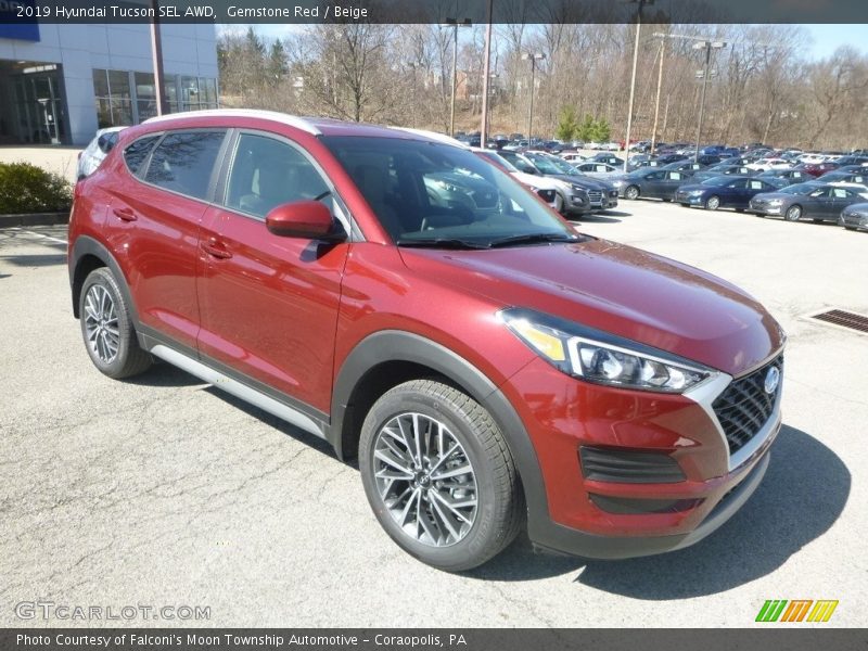 Gemstone Red / Beige 2019 Hyundai Tucson SEL AWD