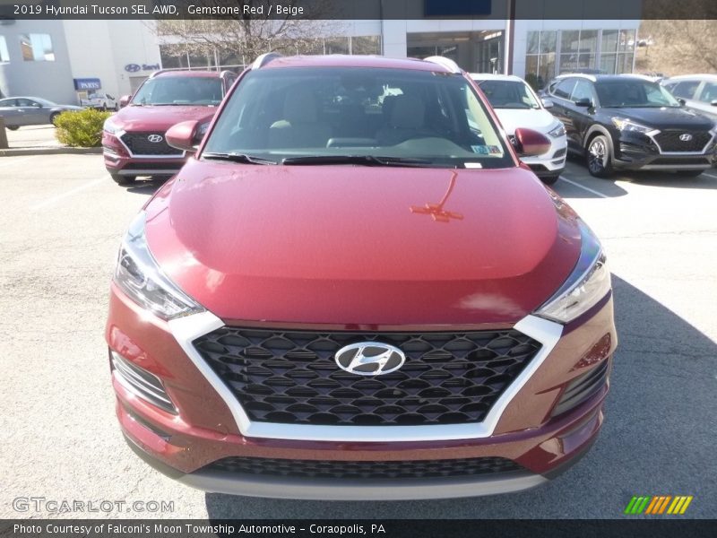 Gemstone Red / Beige 2019 Hyundai Tucson SEL AWD