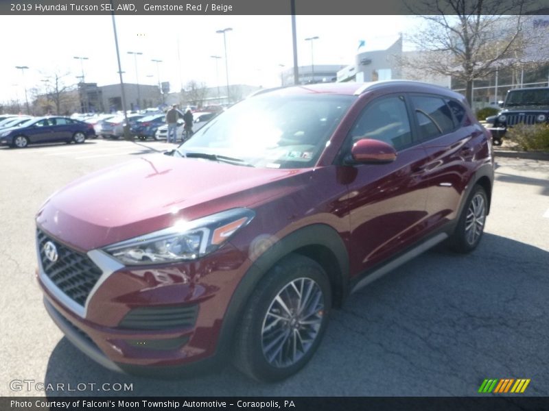 Gemstone Red / Beige 2019 Hyundai Tucson SEL AWD