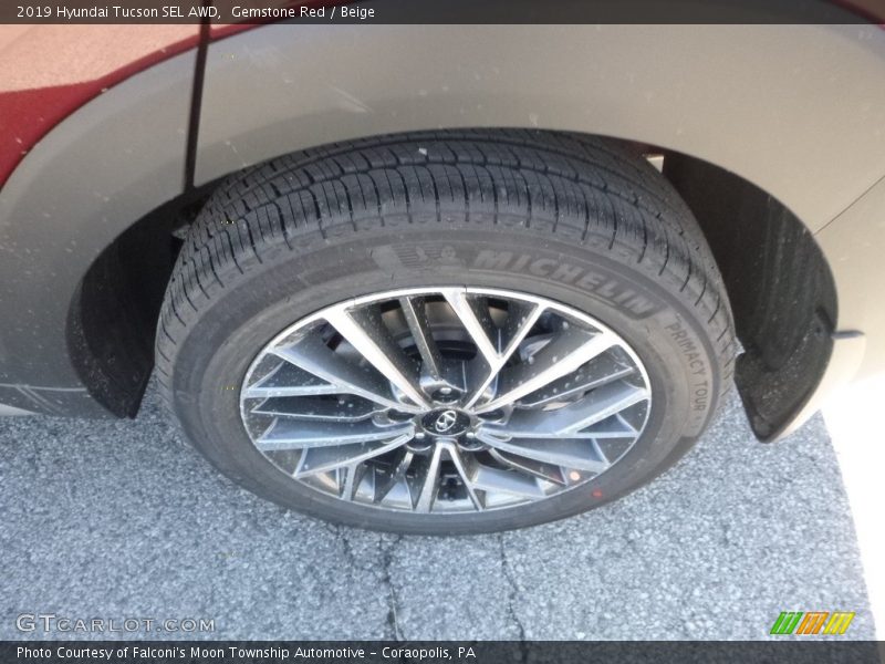 Gemstone Red / Beige 2019 Hyundai Tucson SEL AWD