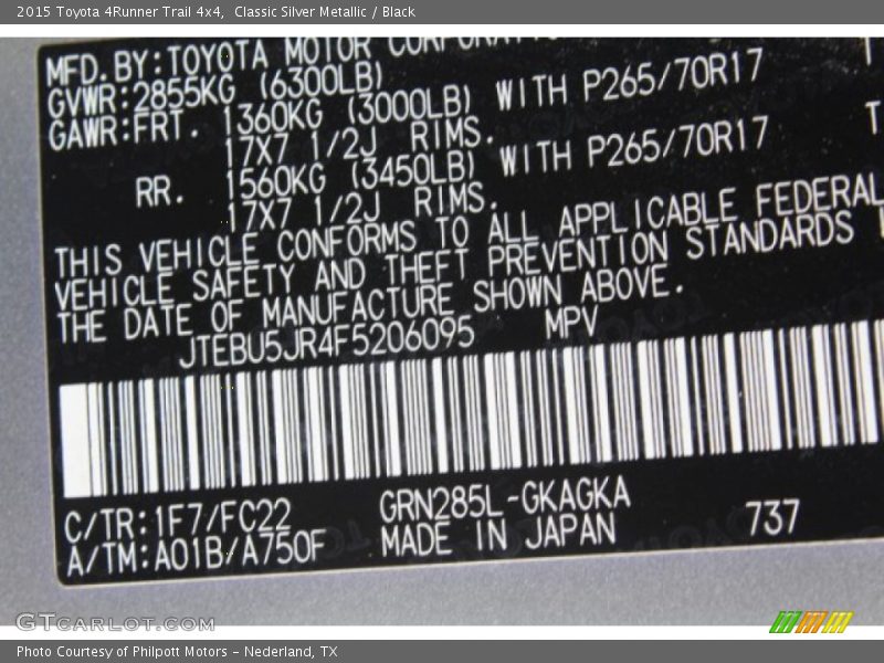 Classic Silver Metallic / Black 2015 Toyota 4Runner Trail 4x4