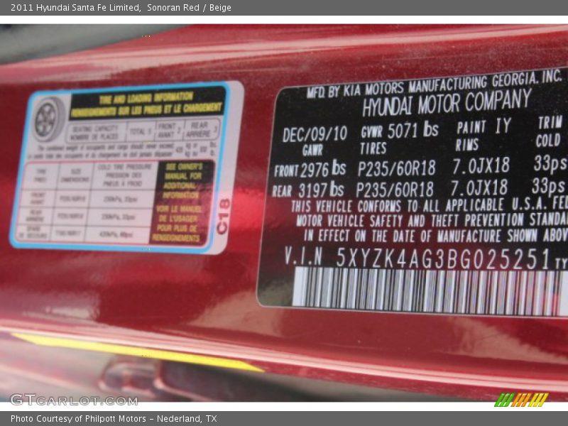 Sonoran Red / Beige 2011 Hyundai Santa Fe Limited