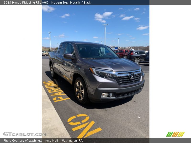 Modern Steel Metallic / Black 2019 Honda Ridgeline RTL AWD