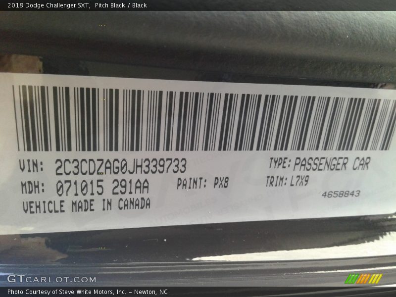 Pitch Black / Black 2018 Dodge Challenger SXT