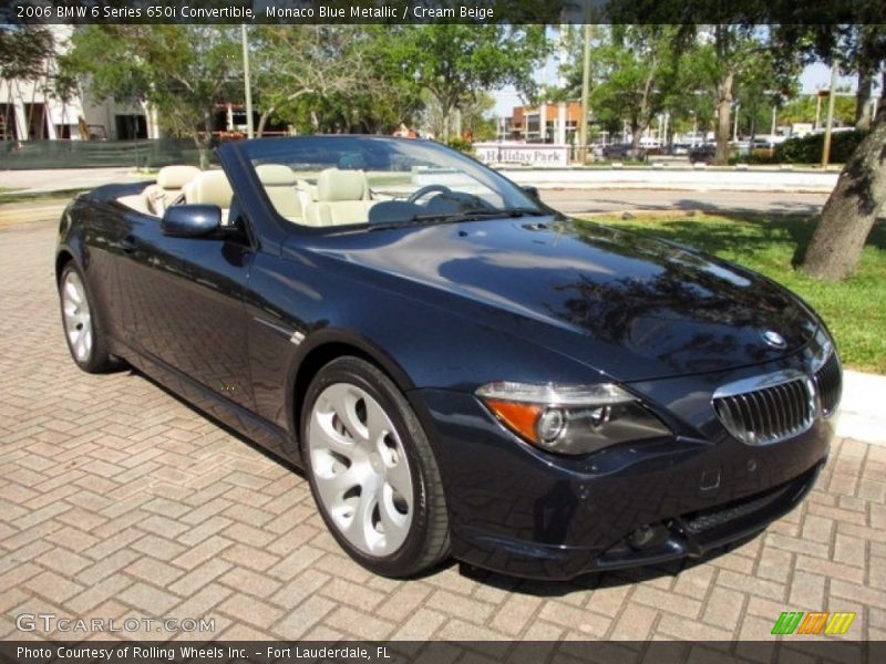 Monaco Blue Metallic / Cream Beige 2006 BMW 6 Series 650i Convertible