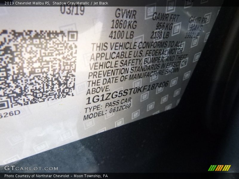 Shadow Gray Metallic / Jet Black 2019 Chevrolet Malibu RS
