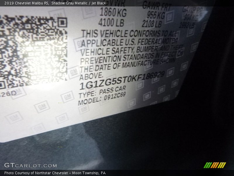Shadow Gray Metallic / Jet Black 2019 Chevrolet Malibu RS