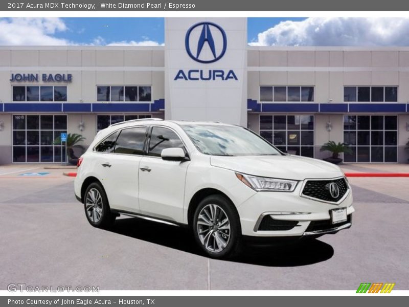 White Diamond Pearl / Espresso 2017 Acura MDX Technology