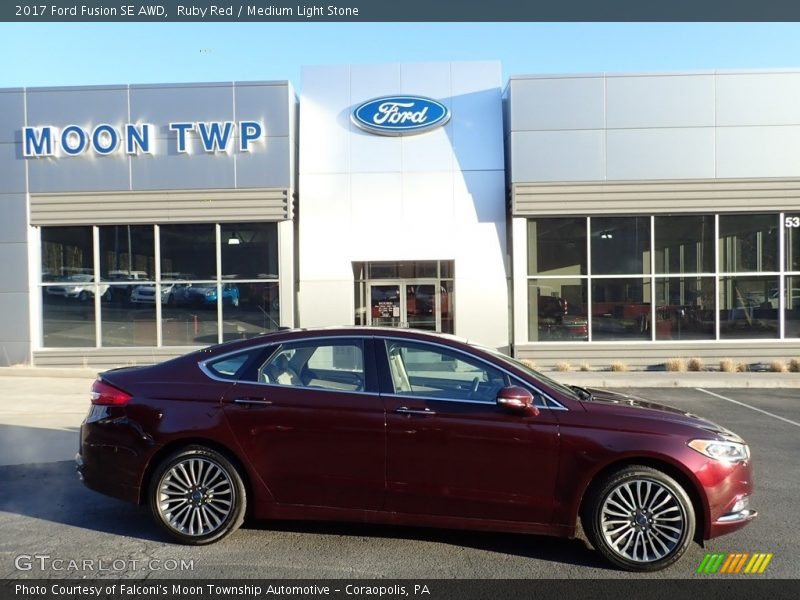 Ruby Red / Medium Light Stone 2017 Ford Fusion SE AWD