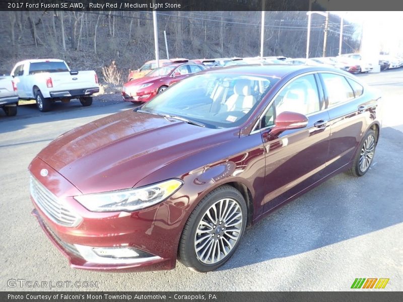 Ruby Red / Medium Light Stone 2017 Ford Fusion SE AWD