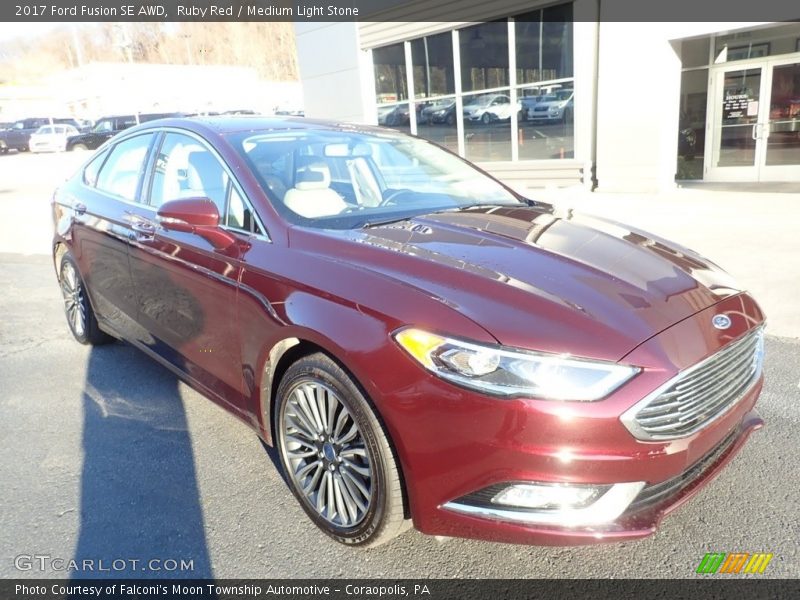 Ruby Red / Medium Light Stone 2017 Ford Fusion SE AWD