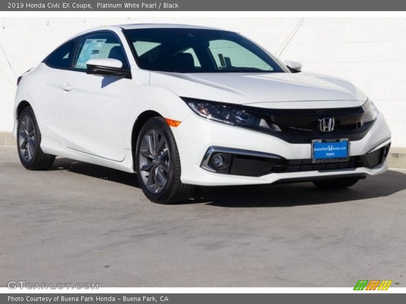 Platinum White Pearl / Black 2019 Honda Civic EX Coupe