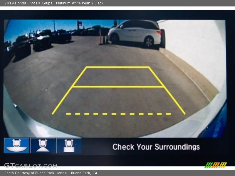 Platinum White Pearl / Black 2019 Honda Civic EX Coupe