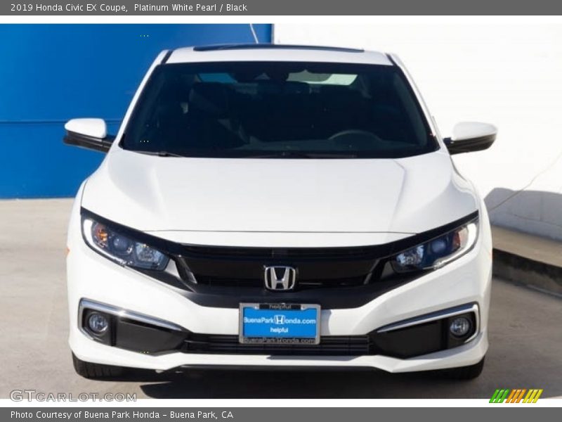 Platinum White Pearl / Black 2019 Honda Civic EX Coupe