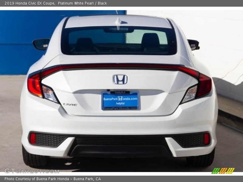 Platinum White Pearl / Black 2019 Honda Civic EX Coupe