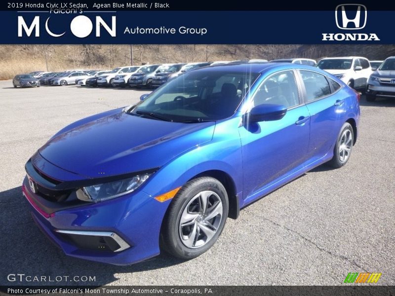 Agean Blue Metallic / Black 2019 Honda Civic LX Sedan