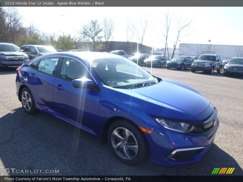 Agean Blue Metallic / Black 2019 Honda Civic LX Sedan