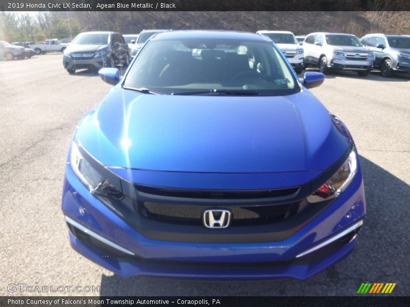 Agean Blue Metallic / Black 2019 Honda Civic LX Sedan