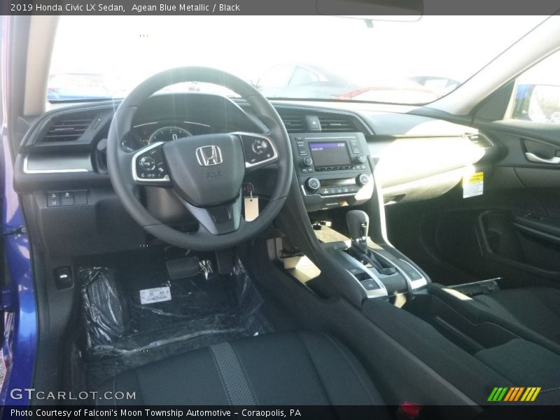 Agean Blue Metallic / Black 2019 Honda Civic LX Sedan