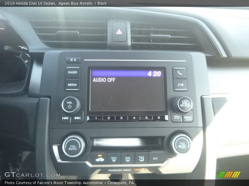 Agean Blue Metallic / Black 2019 Honda Civic LX Sedan