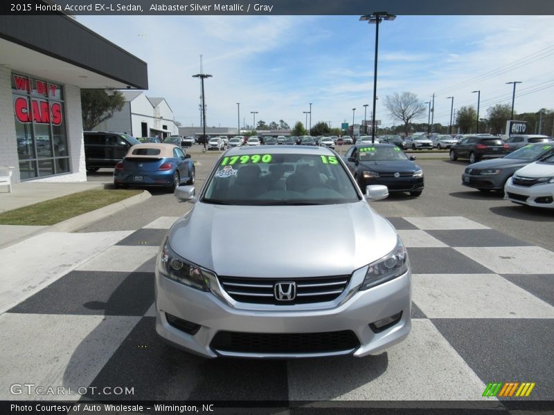 Alabaster Silver Metallic / Gray 2015 Honda Accord EX-L Sedan