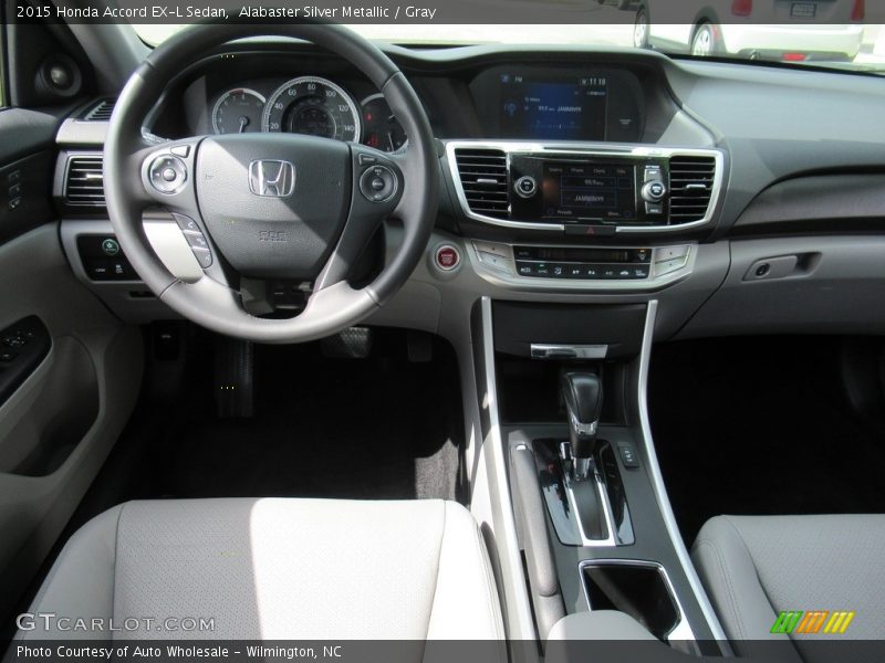 Alabaster Silver Metallic / Gray 2015 Honda Accord EX-L Sedan