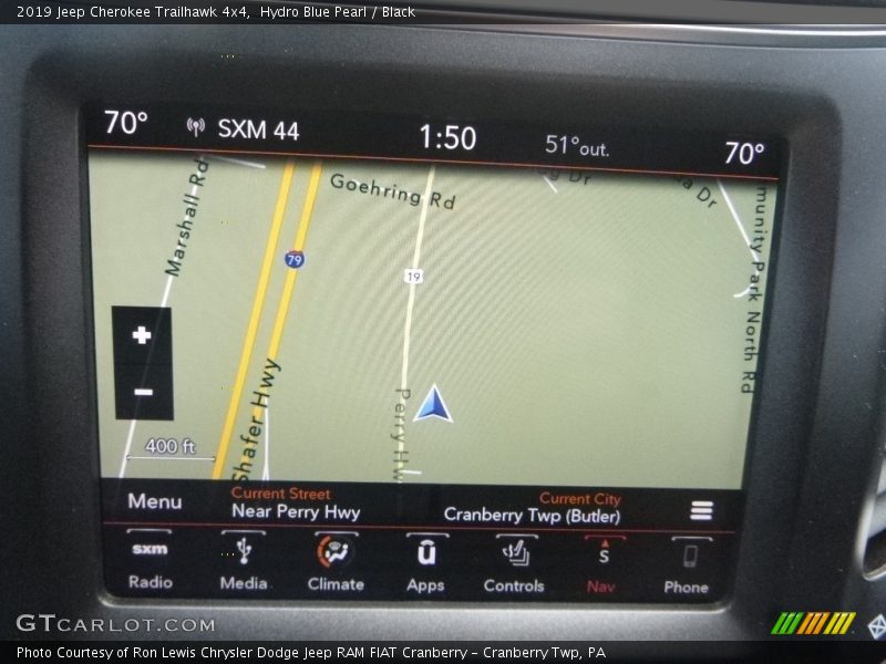 Hydro Blue Pearl / Black 2019 Jeep Cherokee Trailhawk 4x4