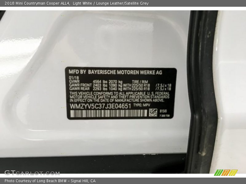 Light White / Lounge Leather/Satellite Grey 2018 Mini Countryman Cooper ALL4