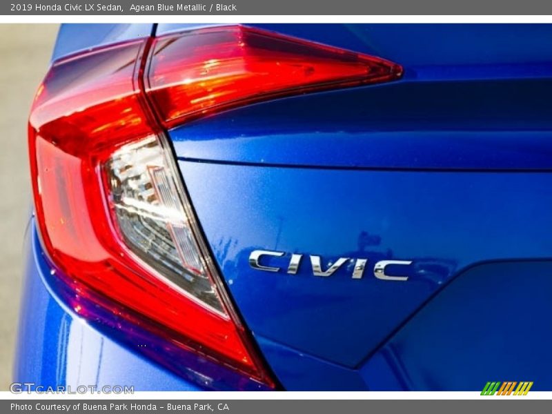 Agean Blue Metallic / Black 2019 Honda Civic LX Sedan