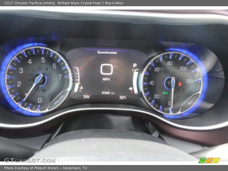 Brilliant Black Crystal Pearl / Black/Alloy 2017 Chrysler Pacifica Limited