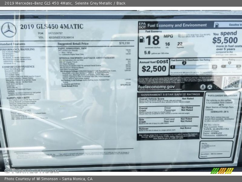 Selenite Grey Metallic / Black 2019 Mercedes-Benz GLS 450 4Matic