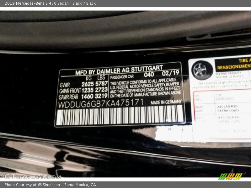 Black / Black 2019 Mercedes-Benz S 450 Sedan