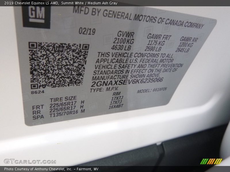 Summit White / Medium Ash Gray 2019 Chevrolet Equinox LS AWD