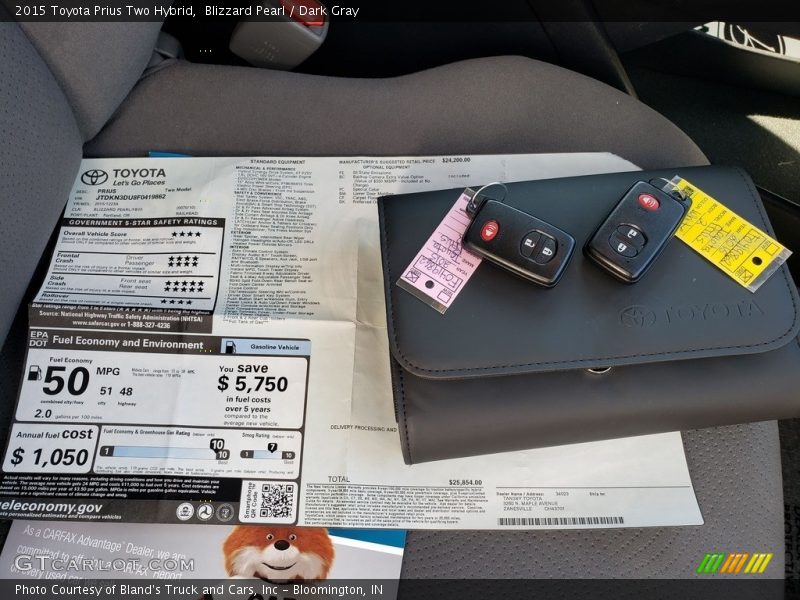 Blizzard Pearl / Dark Gray 2015 Toyota Prius Two Hybrid