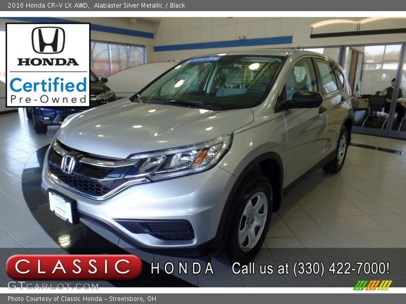 Alabaster Silver Metallic / Black 2016 Honda CR-V LX AWD
