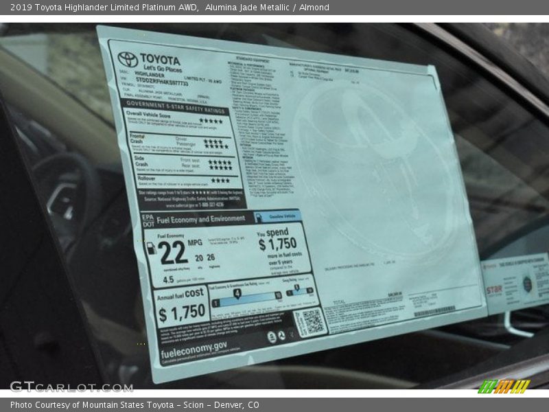 Alumina Jade Metallic / Almond 2019 Toyota Highlander Limited Platinum AWD