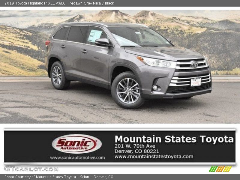 Predawn Gray Mica / Black 2019 Toyota Highlander XLE AWD