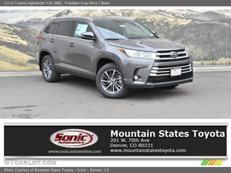 Predawn Gray Mica / Black 2019 Toyota Highlander XLE AWD
