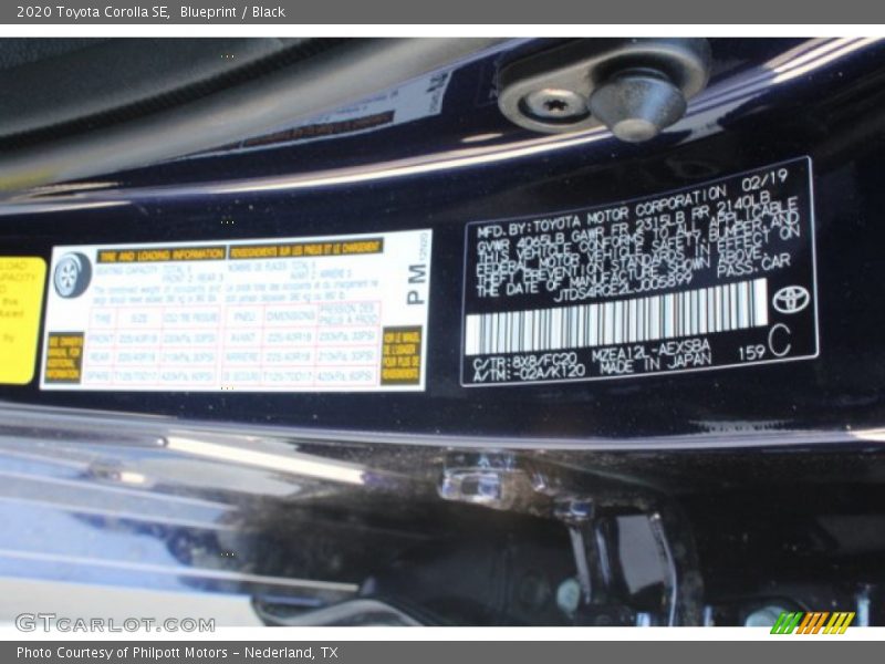 2020 Corolla SE Blueprint Color Code 8X8