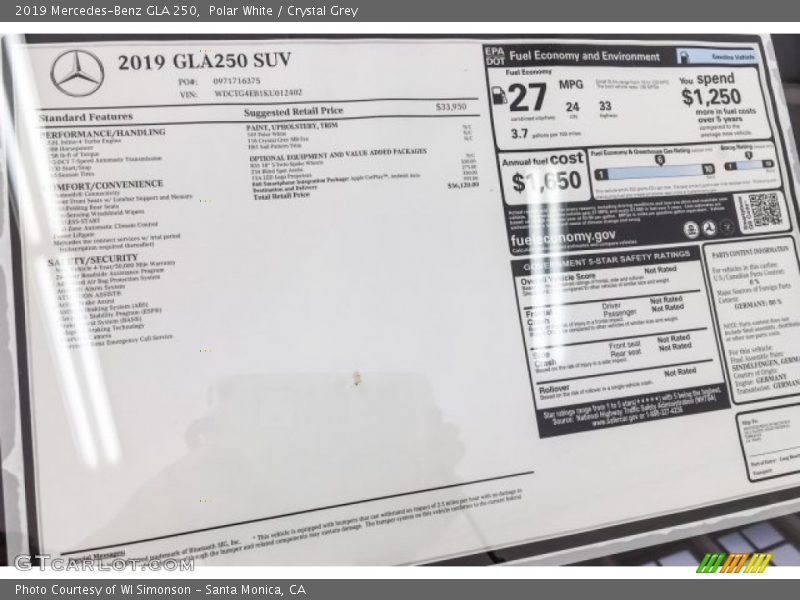 Polar White / Crystal Grey 2019 Mercedes-Benz GLA 250