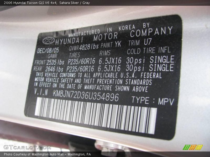 Sahara Silver / Gray 2006 Hyundai Tucson GLS V6 4x4